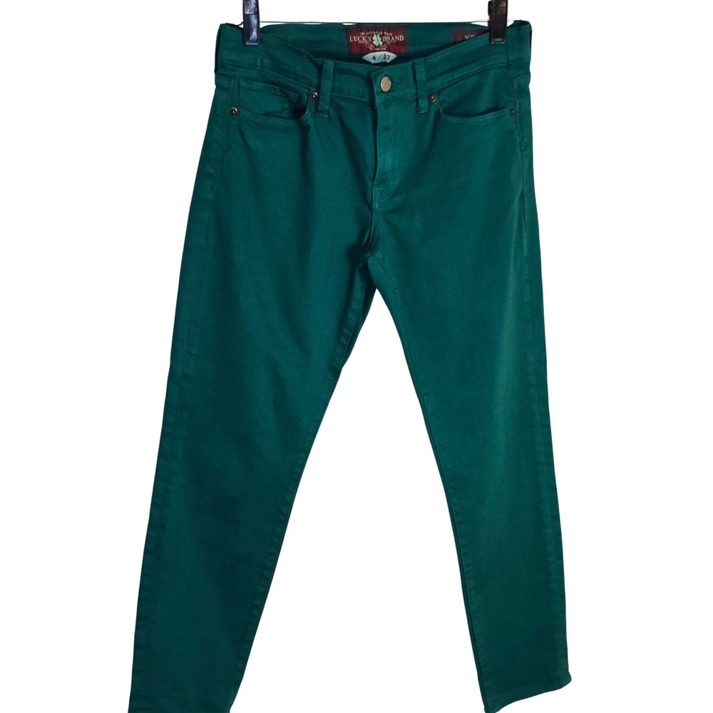 Lucky Brand Sofia Skinny Jeans Emerald Green Mid Rise Size 4 27 Streetwear